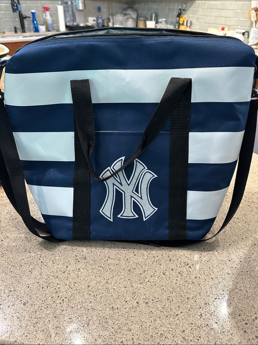 NY Yankees Striped Cooler Tote Bag!